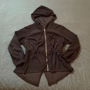 Corduroy Black Zip Up Hoodie 0XL